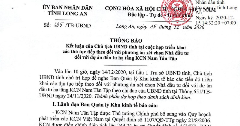 Lựa chọn nhà đầu tư Dự án Nam Tân Tập: Long An đã làm đúng luật, phù hợp thực tế - Ảnh 1.