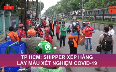 TP HCM: Shipper xếp hàng lấy mẫu xét nghiệm Covid-19