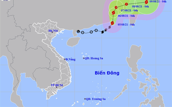 Bão số 4 giật cấp 11, hướng vào đất liền Trung Quốc