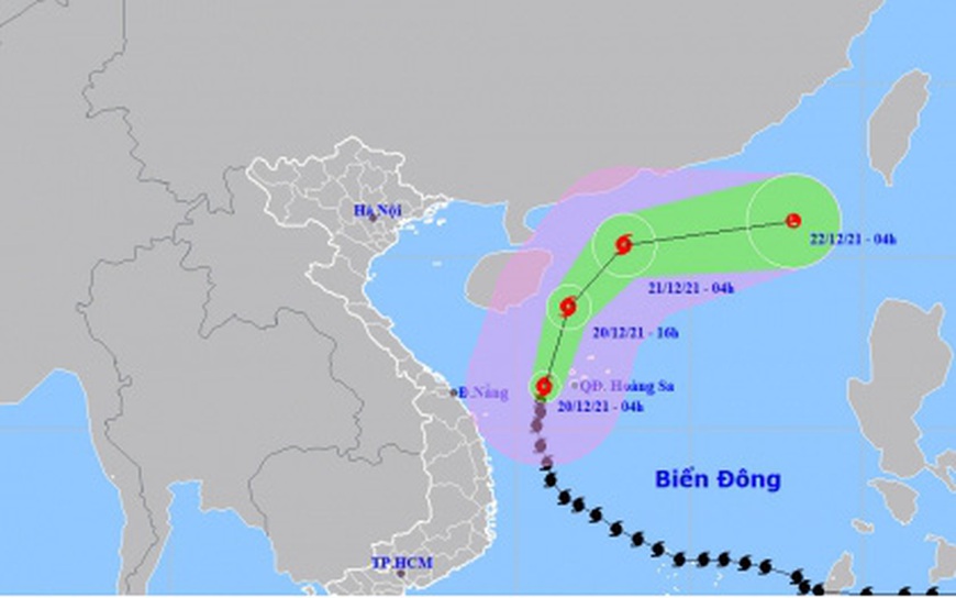 Bão số 9 đổi hướng và suy yếu dần